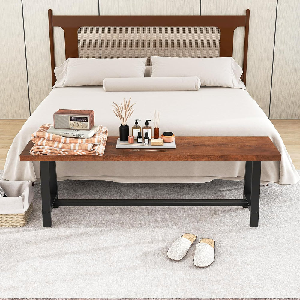 GIANTEX 60” Rectangular Wood Dining Bench, 3 Person Entryway Shoe Bench with ...