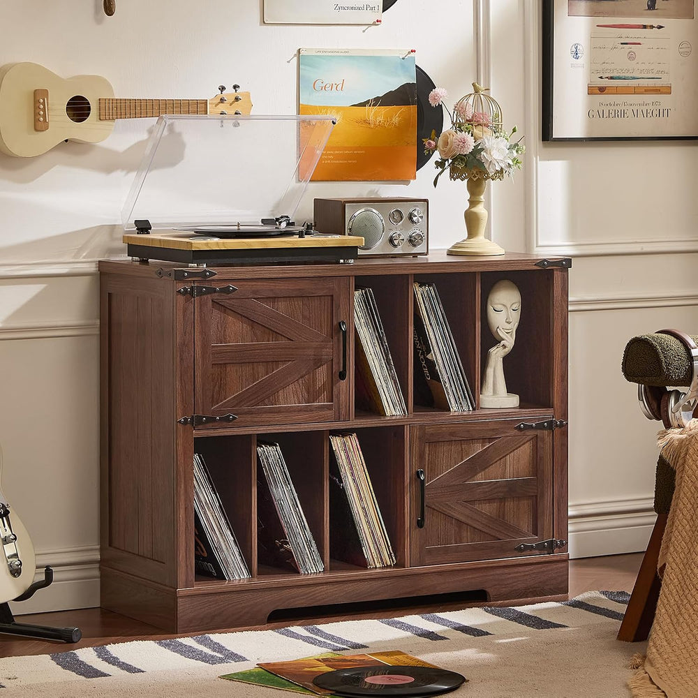 Joaxswe Large Record Player Stand with Vinyl Storage Up to 450 Albums, 39 Inc...