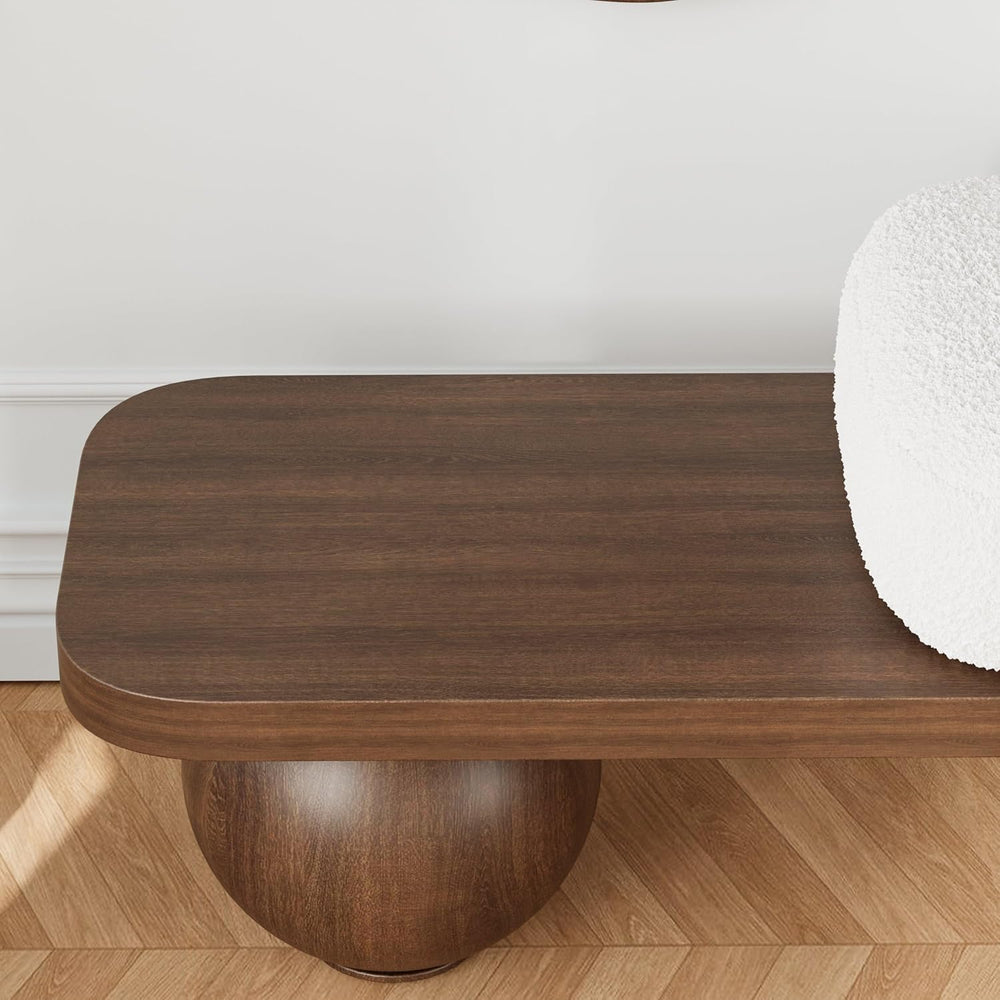 homary Entryway Bench, Modern Wooden Boucle Upholstered Bench with Abstract M...