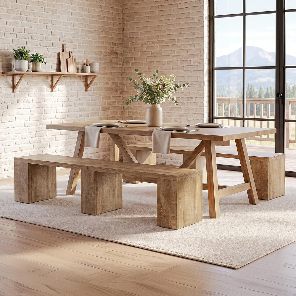 Tribesigns 78.74" Extra Long Dining Bench, Farmhouse Kitchen Wood Bench ...