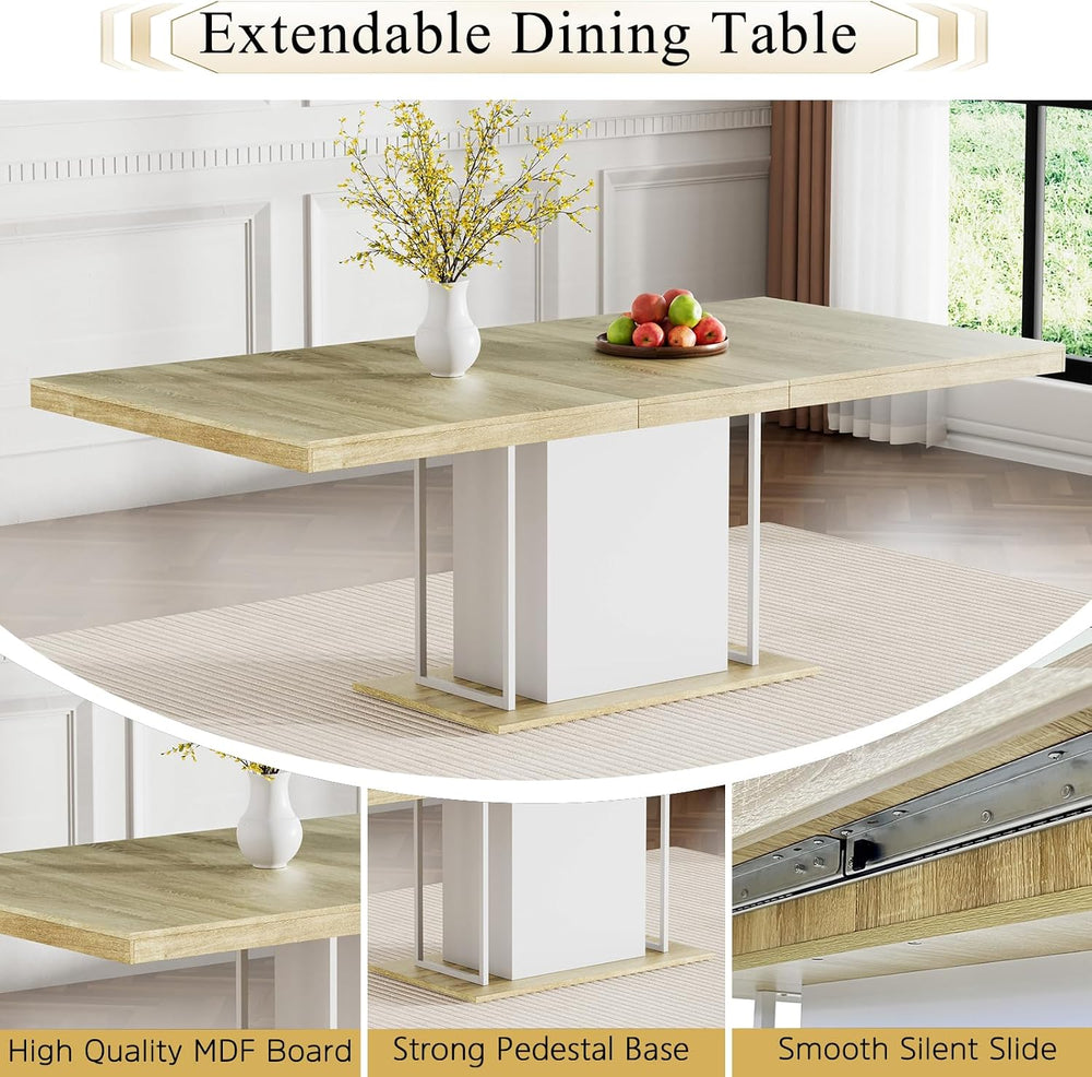 78.7" Farmhouse Extendable Dining Room Table Set for 8, 9-Piece Rectangl...