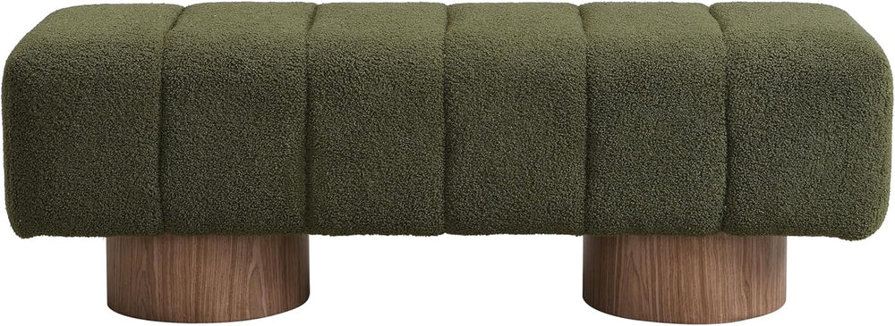 Stylish Green Boucle Upholstered Dining Bench - No Assembly Required! Perfect...