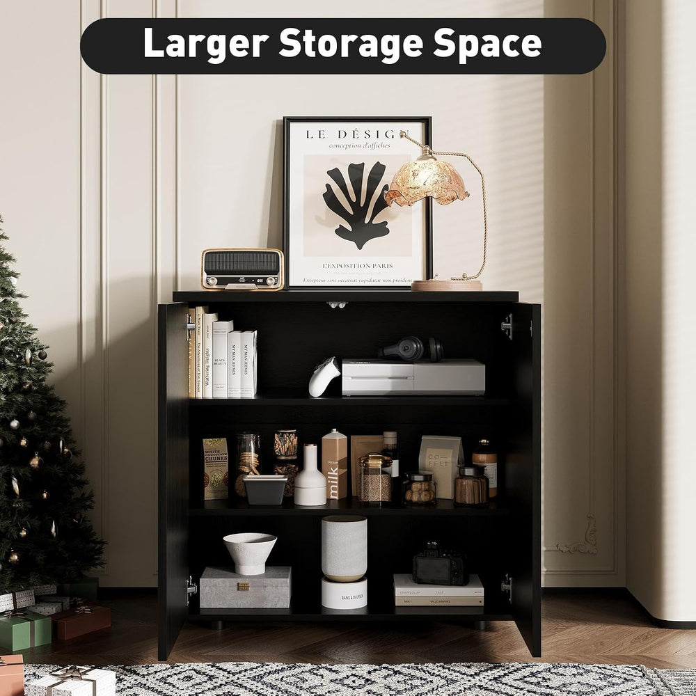 Rophefx Fluted Sideboard Cabinet, Buffet Cabinet with Storage, Credenza Stora...