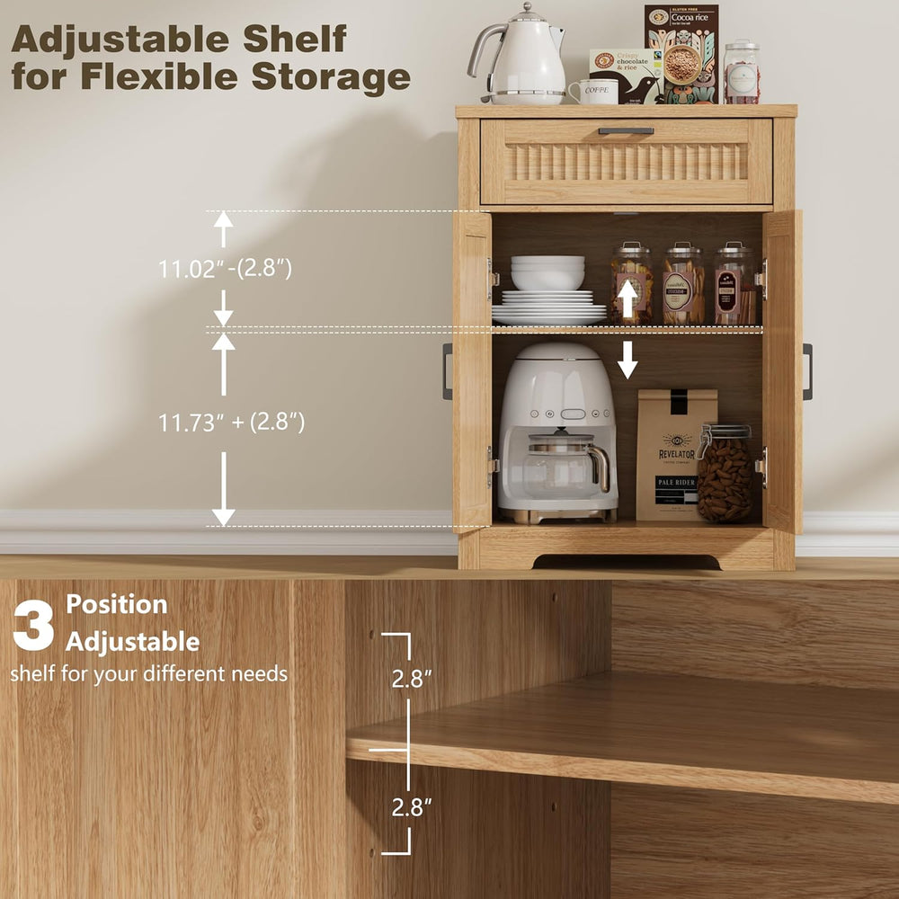 Buffet Cabinet with Storage Drawer, Farmhouse Coffee Bar Table with Storage D...