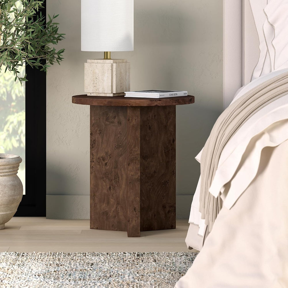 Henn&Hart 20" Scandinavian Round Wooden End Table, Side Table, Night...