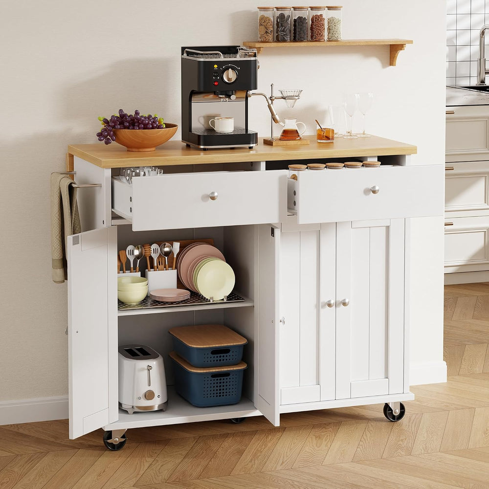 Shintenchi Kitchen Island w/Dropleaf Rolling Kitchen Table w/Seating