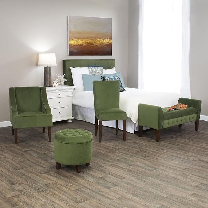 HomePop Parsons Classic Upholstered Accent Dining Chair, Set of 2, Dark Green...