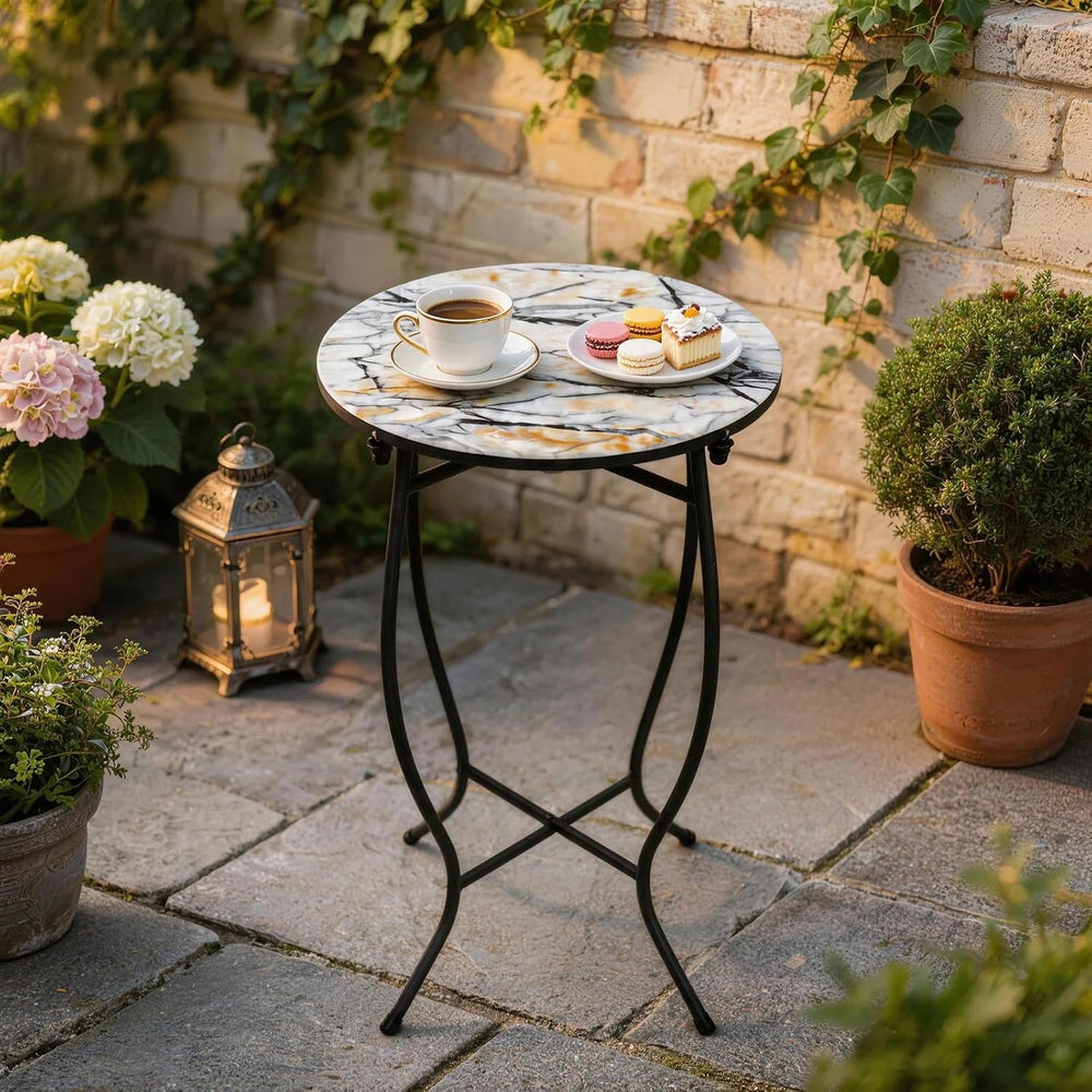 Indoor Side Table for Small Space, Versatile 21 Inch Tall Round Side Table fo...