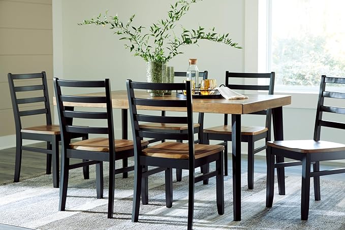 Signature Design by Ashley Blondon Rectangular Dining Room Table Set with 6 C...