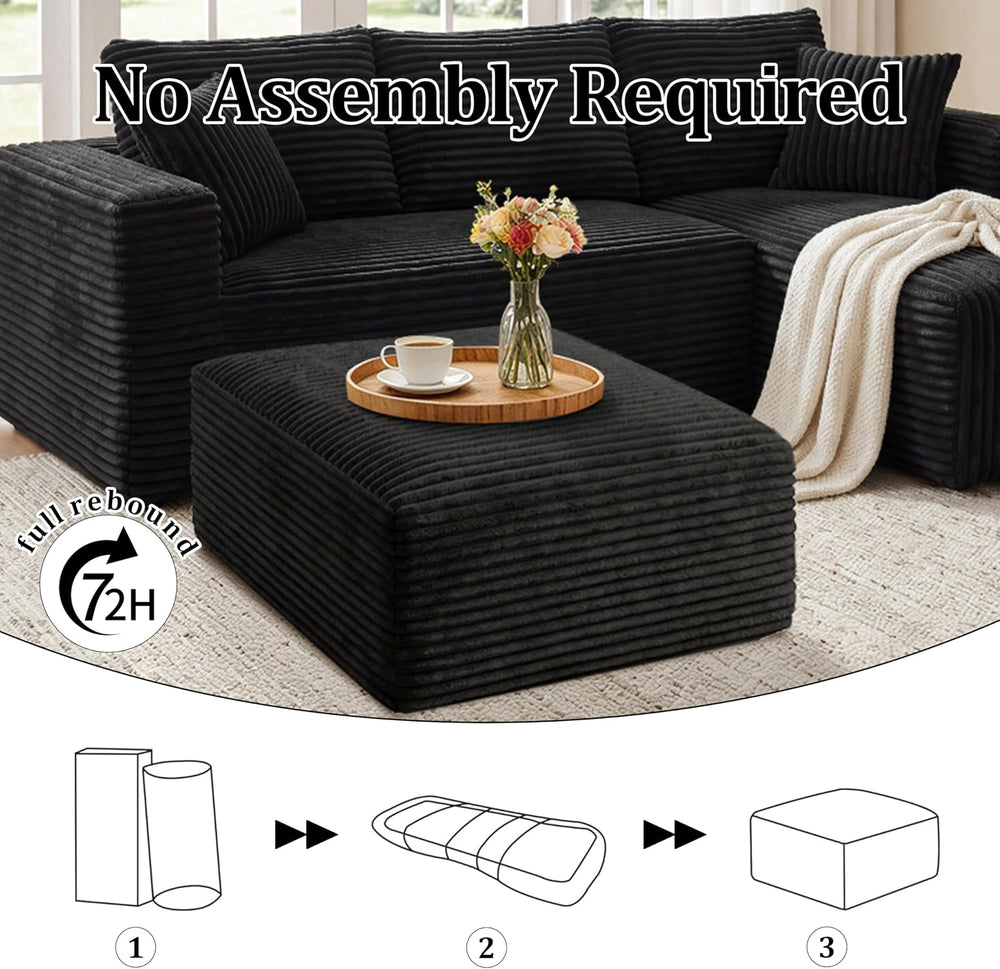 Ottoman, Modern Corduroy Cloud Foot Rest Foam Support, Oversized Modular Sect...