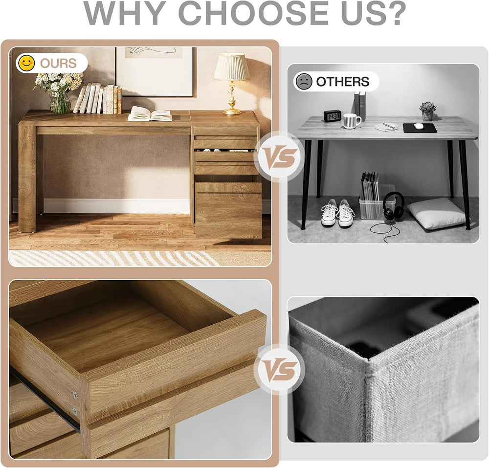 Tribesigns 55-Inch Computer Desk with 3 Drawers, Farmhouse Home Office Desk w...