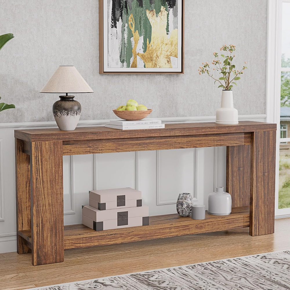 70.9" Rustic Farmhouse Console Sofa Table - Heavy Duty MDF Entryway Tabl...