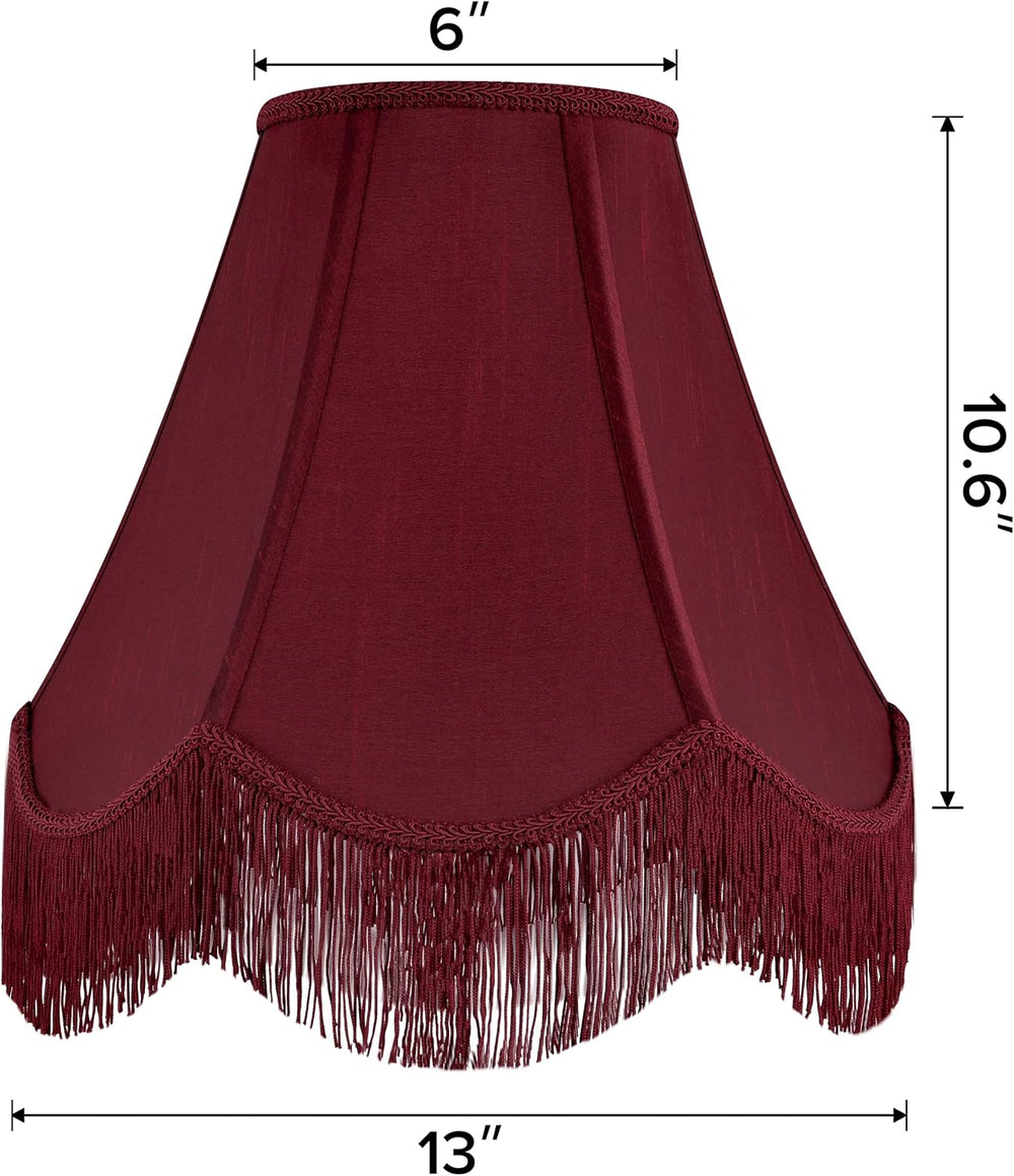 GO&SO Lamp Shades 1PC,6" x 13" x 10.6",Red Fringe Scallope...