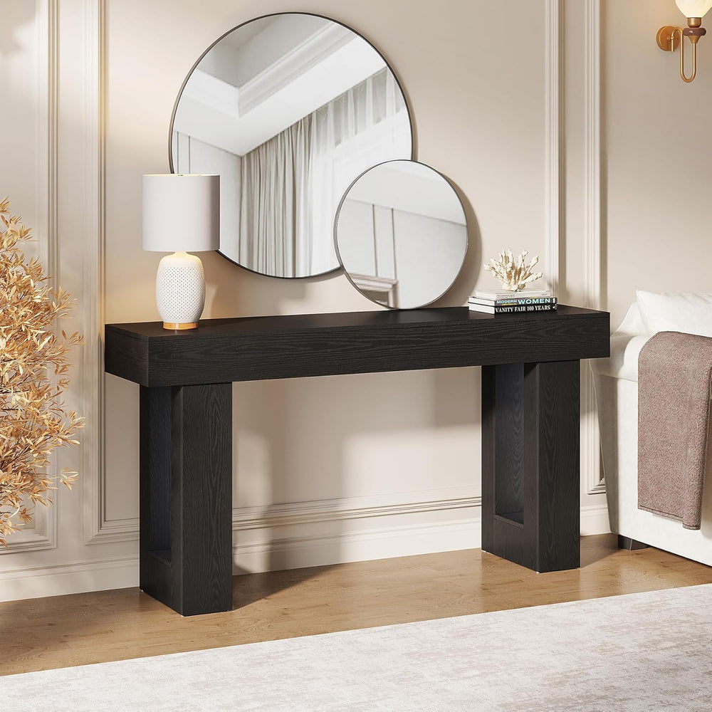 Tribesigns 63-Inch Long Console Table, Wooden Rectangular Sofa Table Behind T...