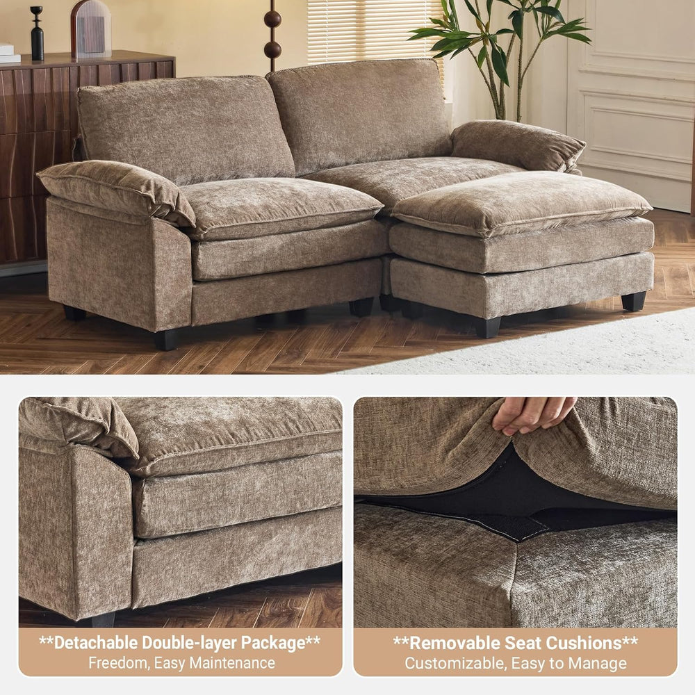 VINGLI 87" Convertible Sectional Loveseat Sofa with Deep Seat &Movab...