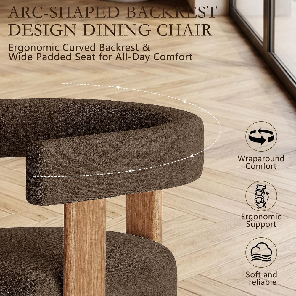 Gaussen Boucle Dining Chairs Set of 2,Terry Upholstered Dining Room Chairs wi...