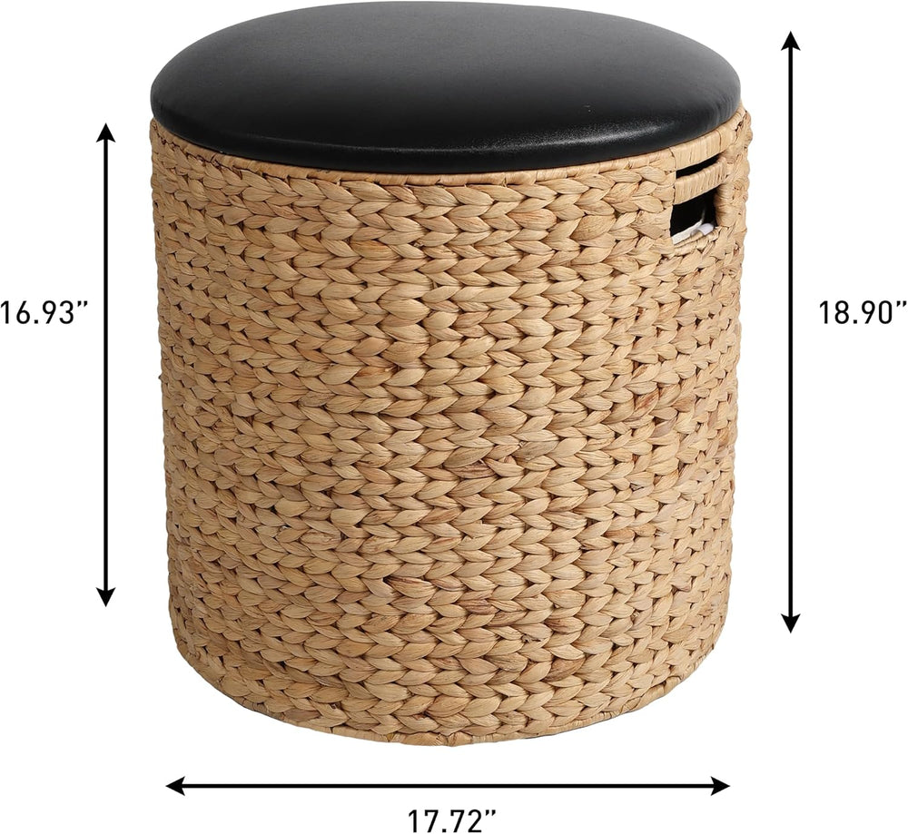 happimess SSL1003B Josie 18" Modern Coastal Hand-Woven Hyacinth Storage ...