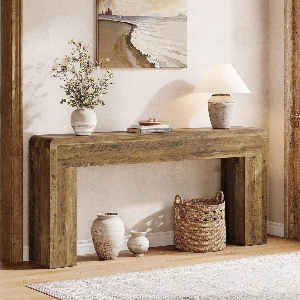Tribesigns 70.9-Inch Extra Long Console Table | Rustic Wooden Sofa Table Behi...