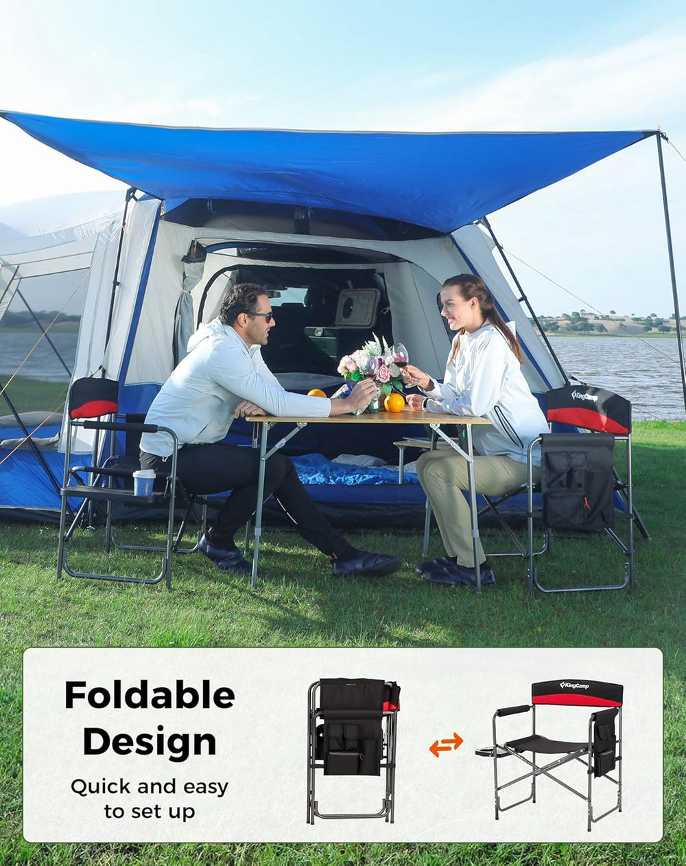KingCamp Director Chair – Heavy Duty 400lb Capacity Camping Chair with Side T...