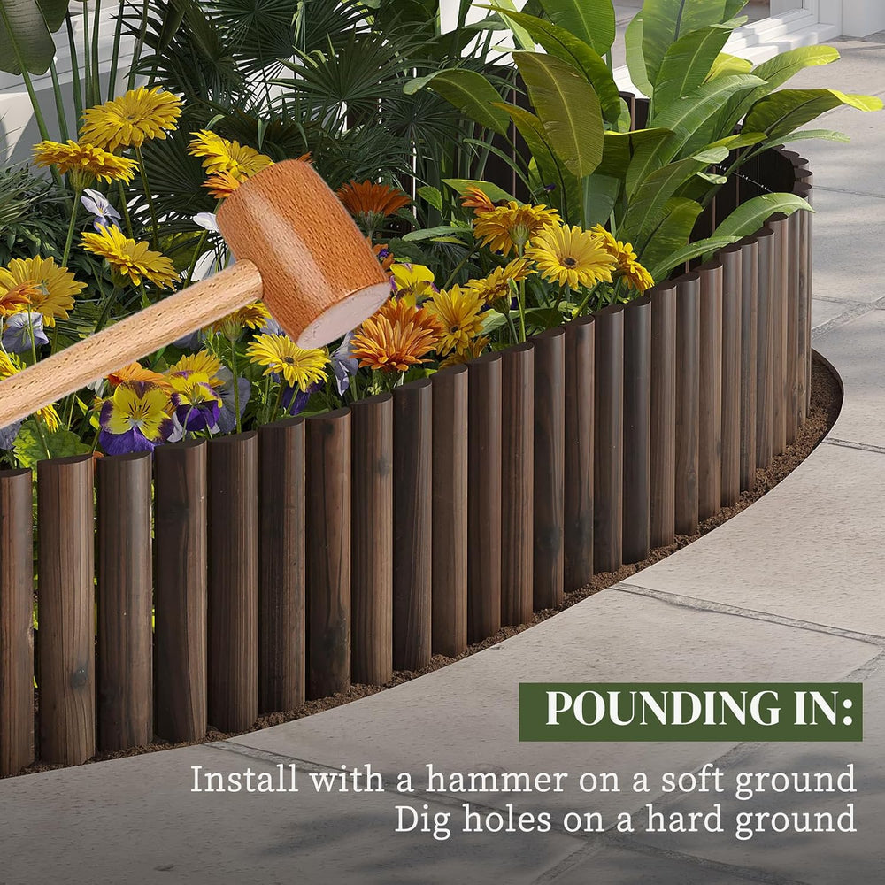 Garden Border Edging Wood Fence Landscape Edging Border Wooden Landscape Edgi...