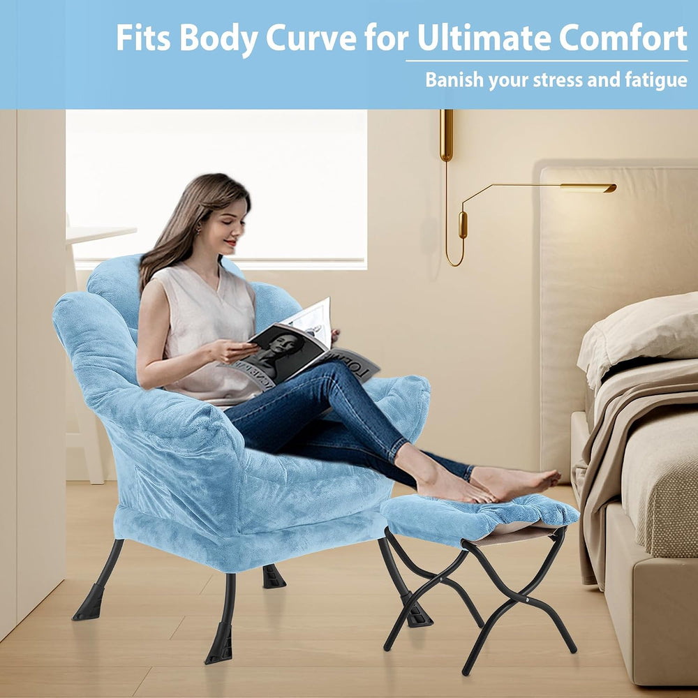 Youtanic Lazy Chair with Folding Ottoman, Accent Chair Plush Upholstered with...