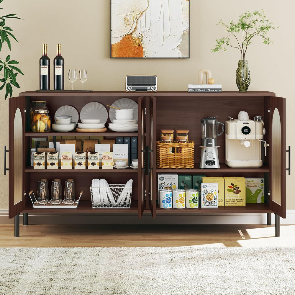HUAHUU 55" Buffet Cabinet with Storage, Large Sideboard Cabinet with Flu...