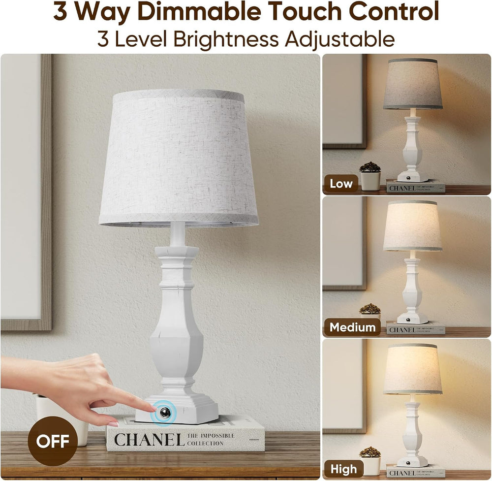ROTTOGOON Dimmable Table Lamps Set of 2, Rustic Farmhouse Table Lamps for Liv...