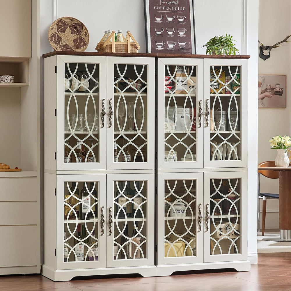 Joaxswe 67" Tall Bookshelf, Vintage Book Shelf with Glass Doors, 5-Tier ...