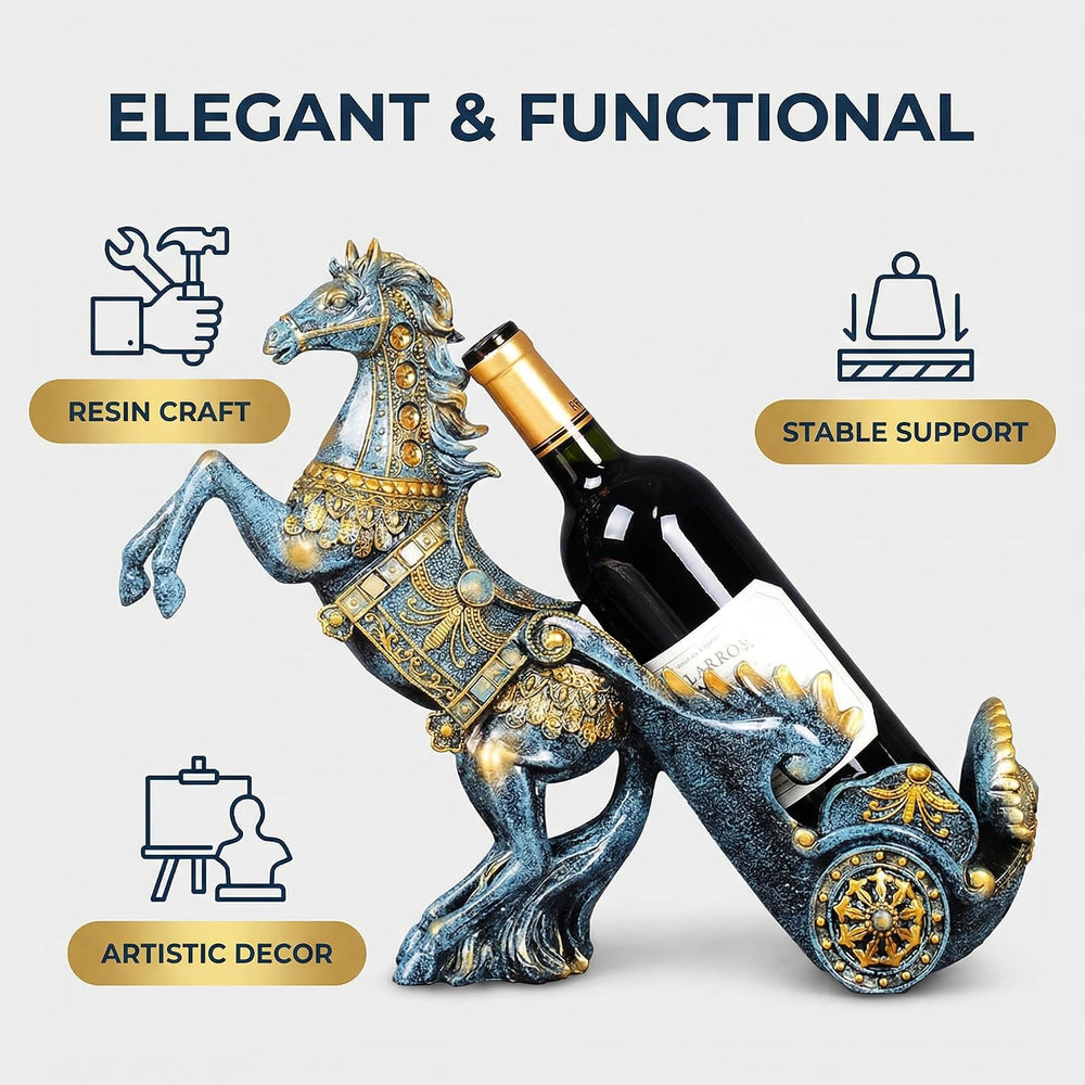 Horse Sculpture Resin Wine Bottle Holder - Tabletop Kitchen Decor, Decorative...