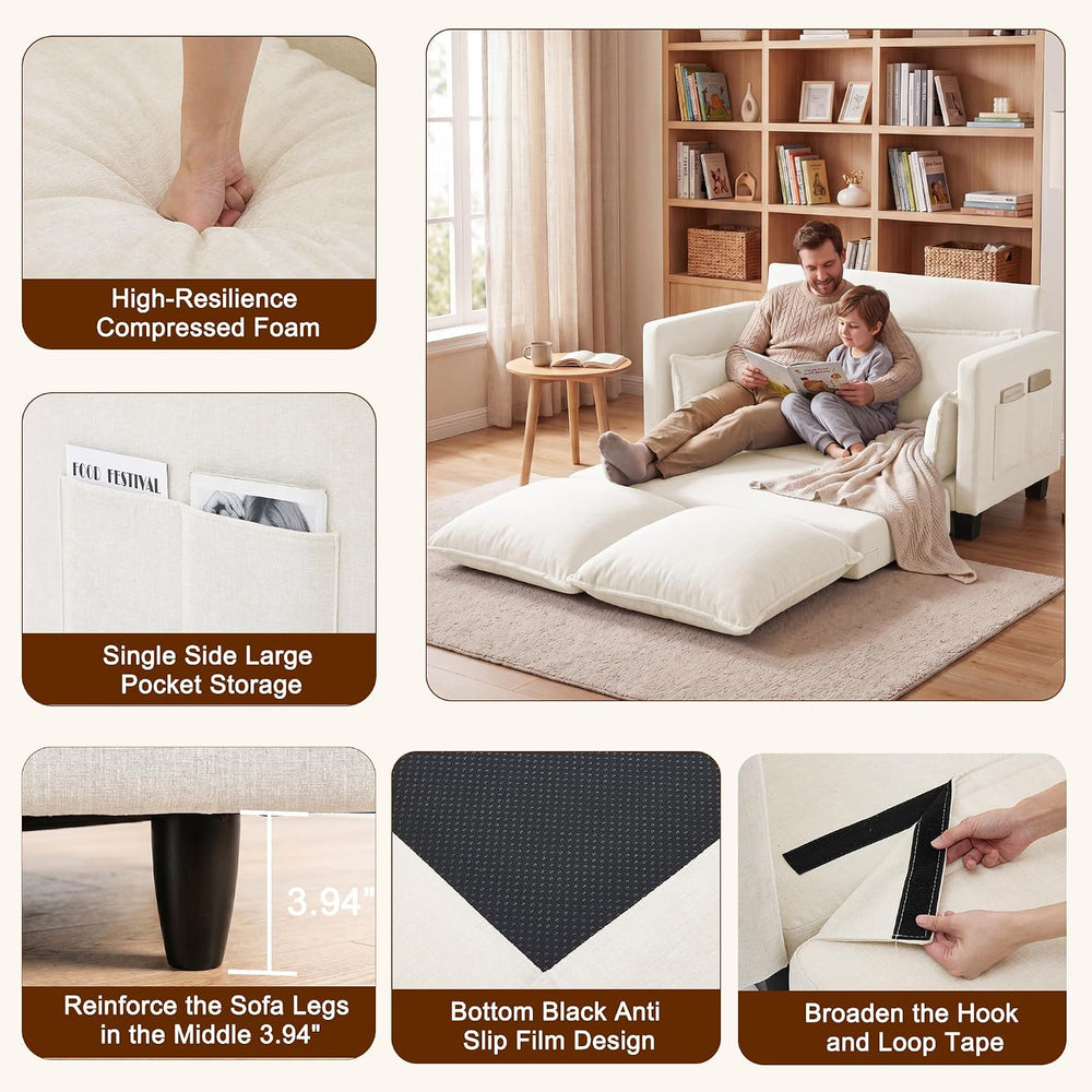 49" Loveseat Sofa Bed, 2 in 1 Convertible Small Sofa Pull Out Couch Bed ...
