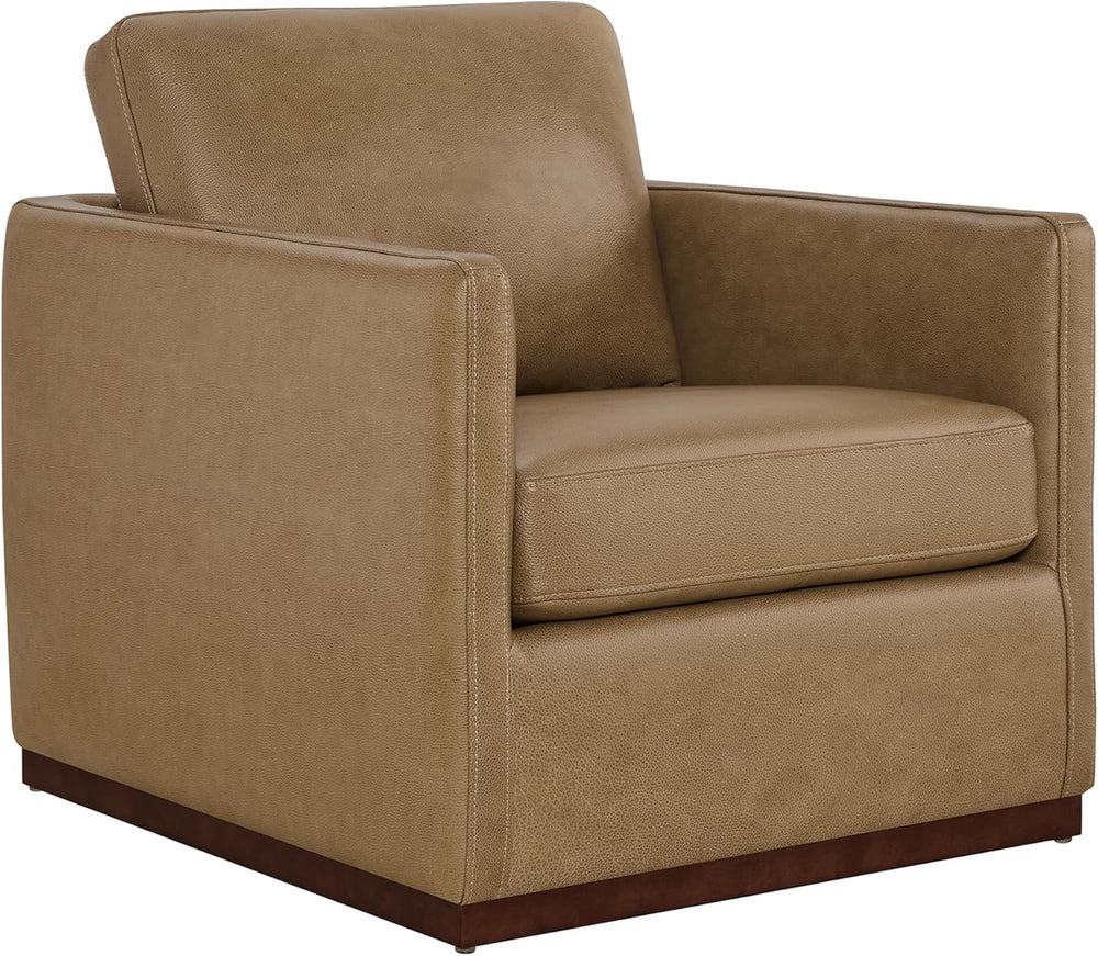CHITA Genuine Leather Swivel Accent Chair, FSC Certified Mid Century Modern A...