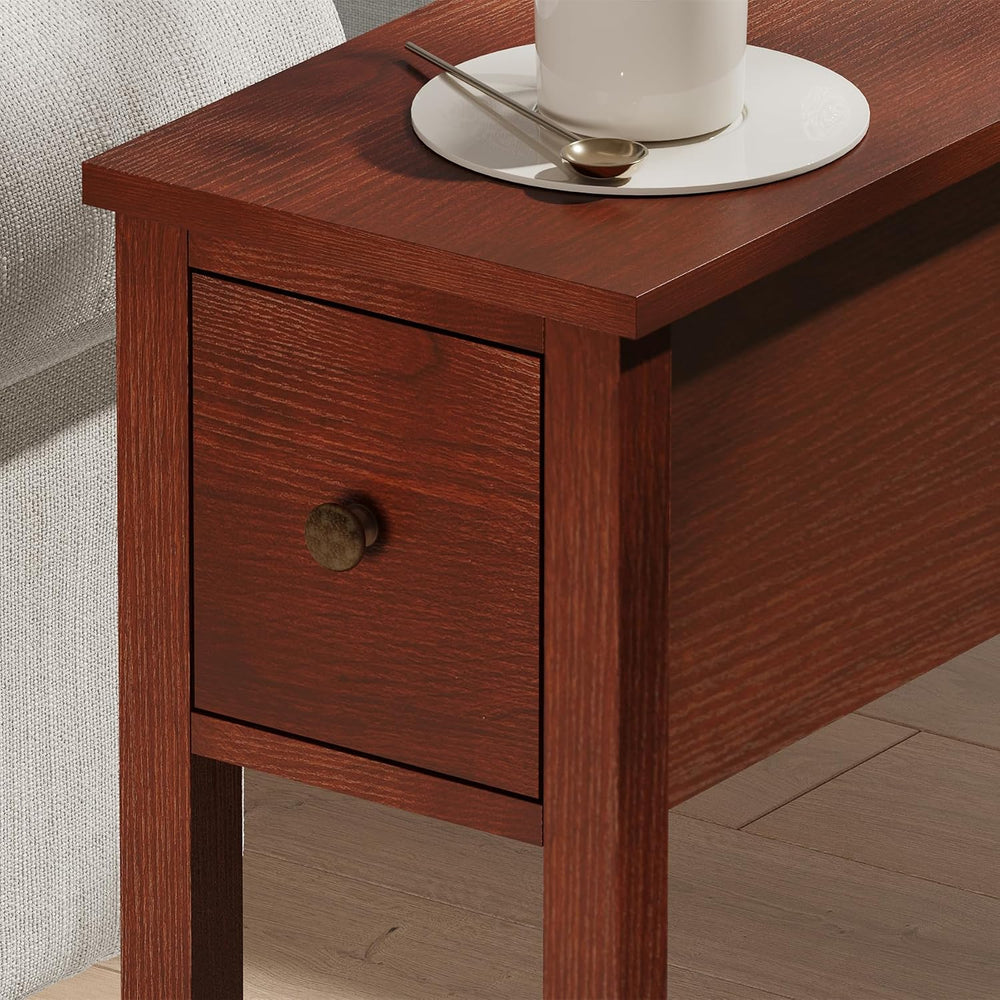 ChooChoo Narrow End Table, Small Side Table for Small Spaces, Slim End Table ...