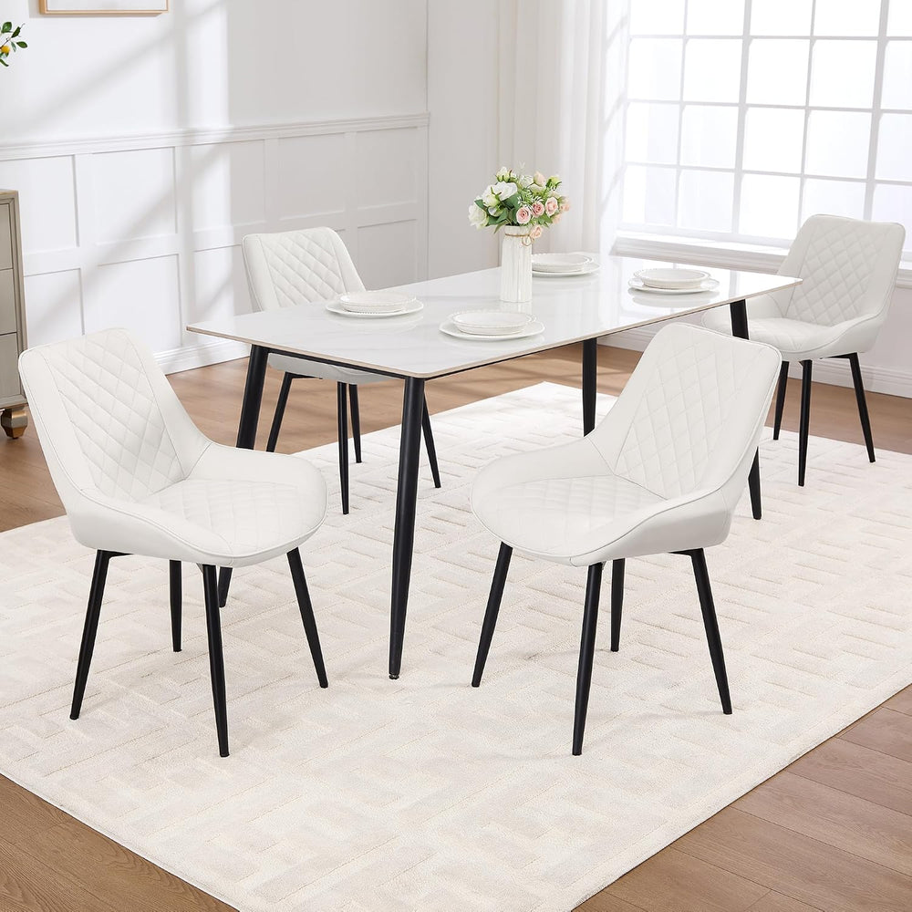 Dining Chair Set of 4, Modern Dining Chairs with Thick Cushions, Faux Leather...