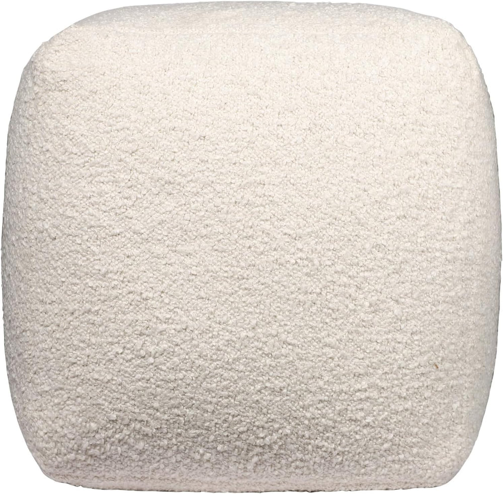 HomeRoots 18" Ivory Polyester Cube Outdoor Pouf Ottoman