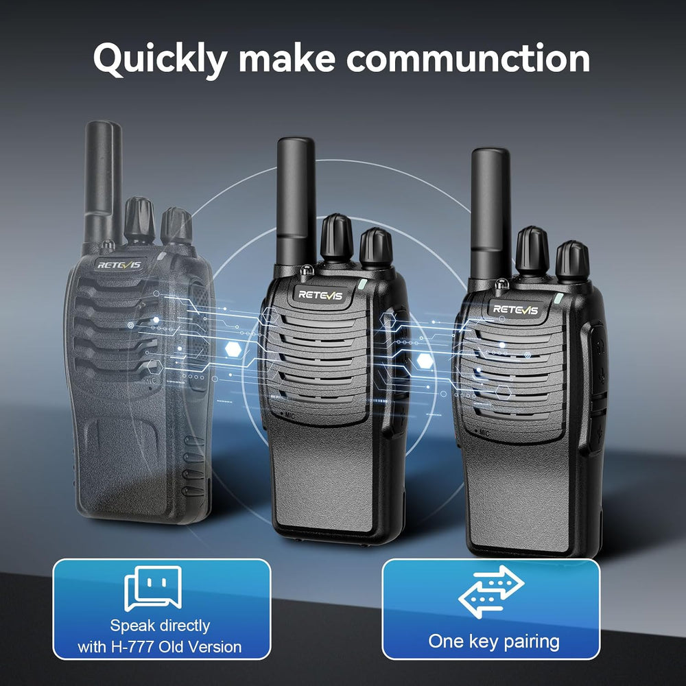 Retevis H-777 Walkie Talkies with 6 Way Charger, Flashlight, USB-C 6 Pack