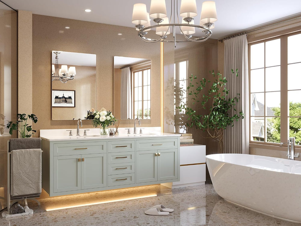 Brightify Frameless Mirror, 24x36 Inch Bathroom Mirrors for Over Sink, Temper...