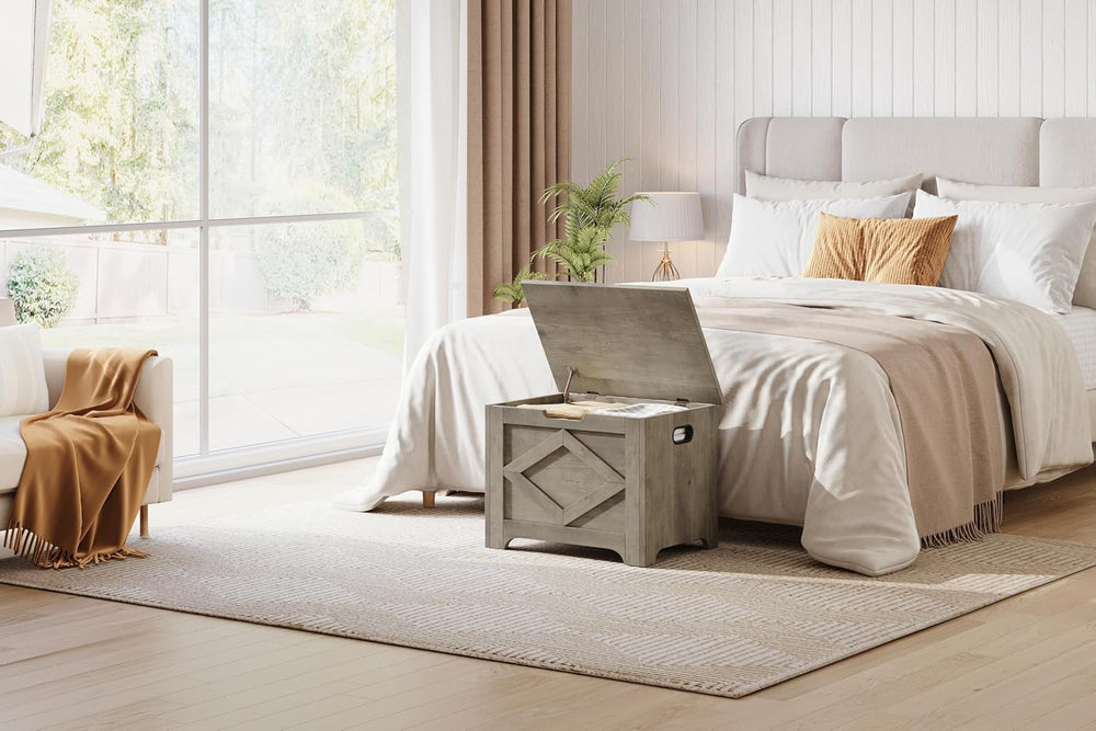 GAOMON Storage Chest, Storage Bench with Safety Hinge, Farmhouse Style Wooden...