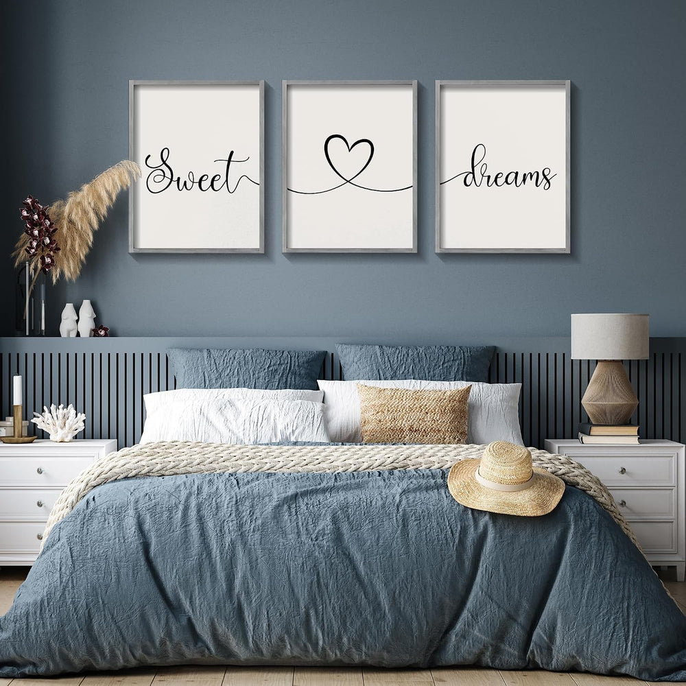 Ronasip Sweet Dreams Wall Decor for Bedroom Set of 3 Framed Wall Art for Farm...