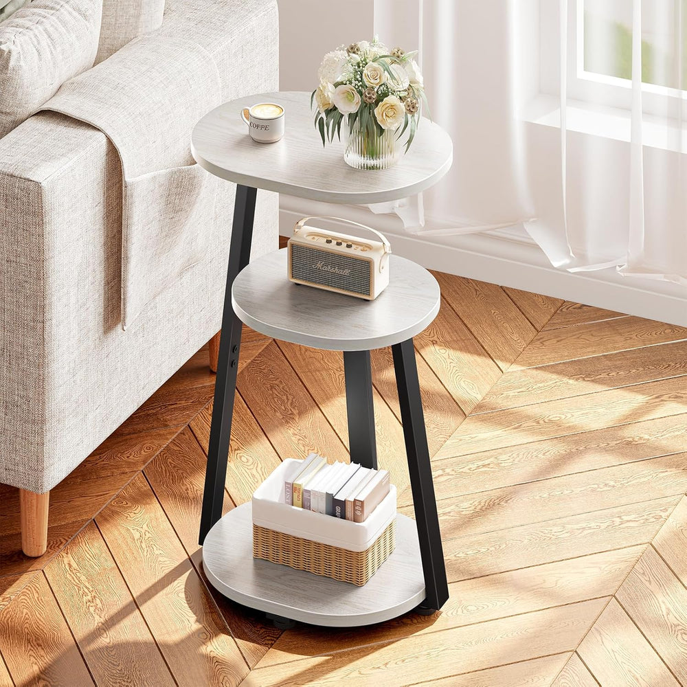 Kalrin Side Table, Small End Table with Metal Frame, 3-Tier Bedside Tables, R...