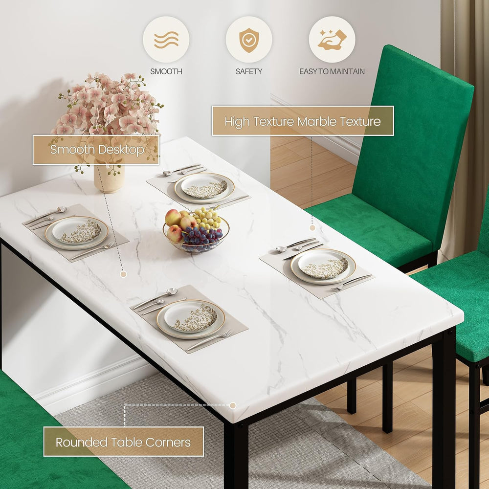 YOFE Dining Table Set for 4,Faux Marble Kitchen Table,Kitchen Table Chairs Se...