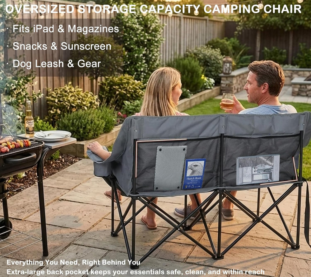 Bolosy Double Camping Chair Oversized Loveseat Heavy Duty 2 Person Camp Chair...