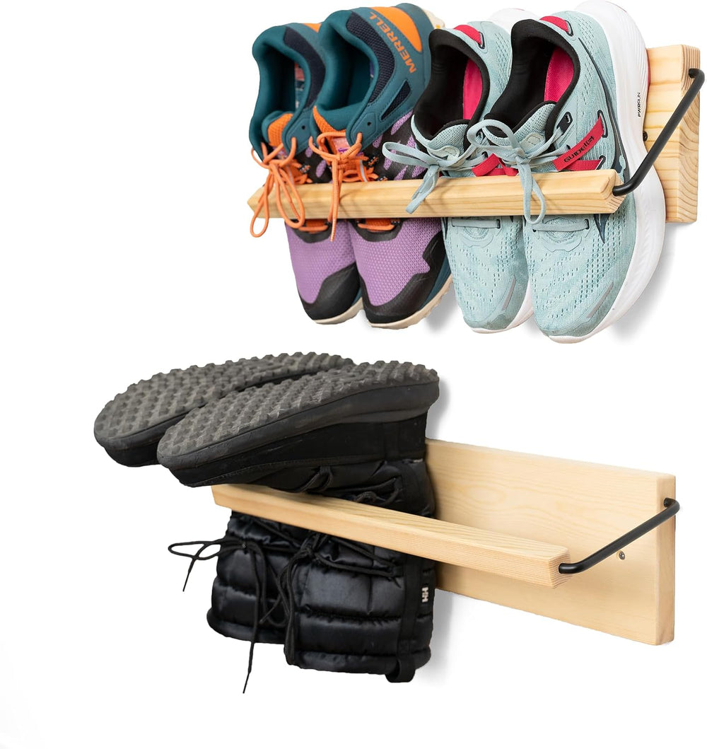 Wall Mounted Shoe Rack - A Wooden, Modern, Slim, and Small Shoe Storage Solut...