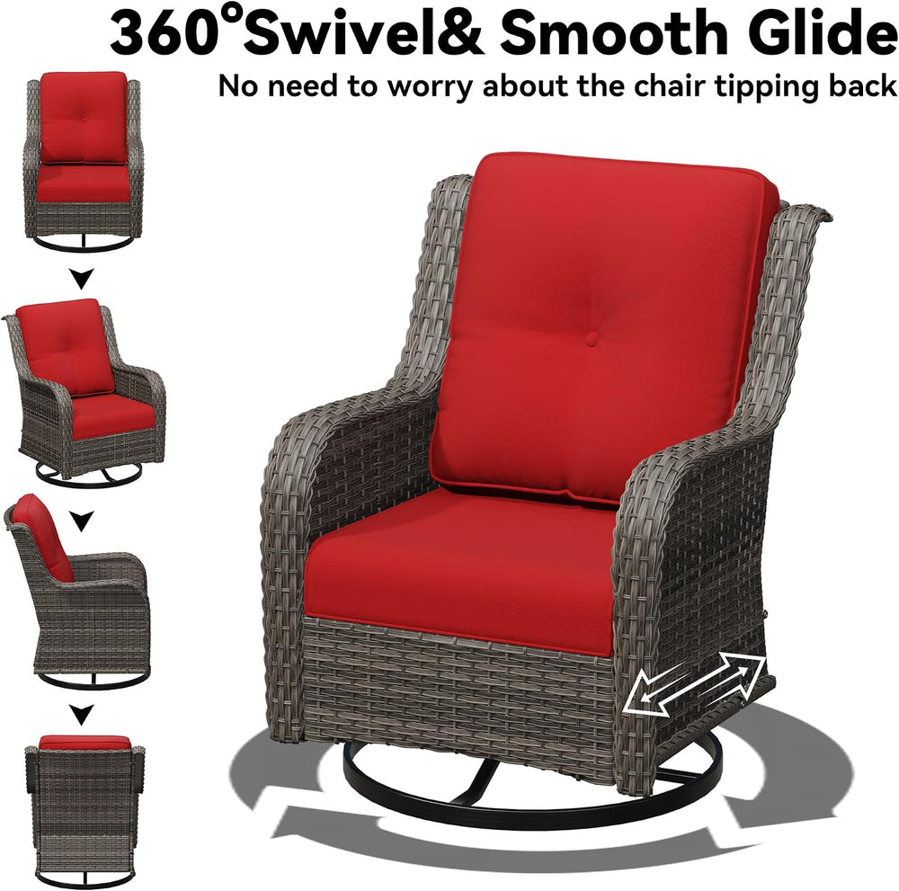Outdoor Swivel Rocker Patio Chair - Outdoor Wicker Patio Furniture with Thick...