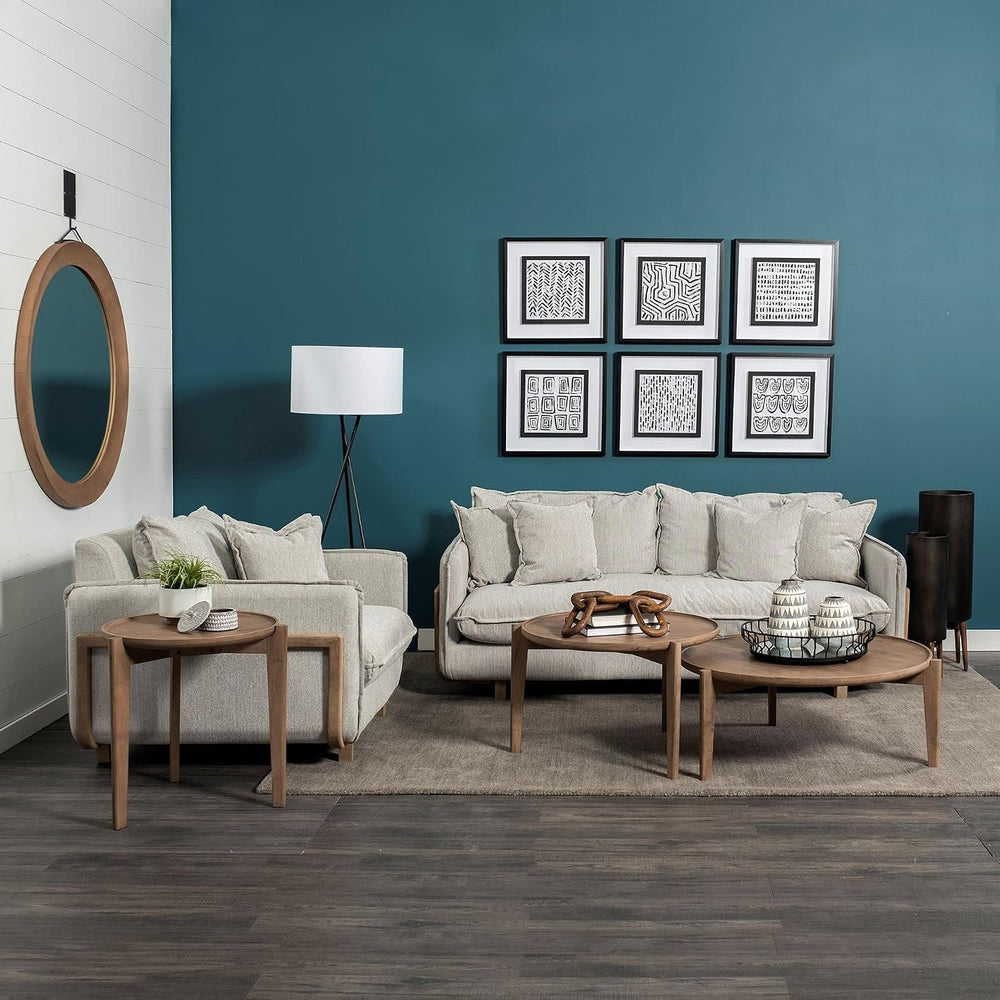Mercana Cleaver Round Wood Nesting Coffee Tables in Brown(Set of 2)