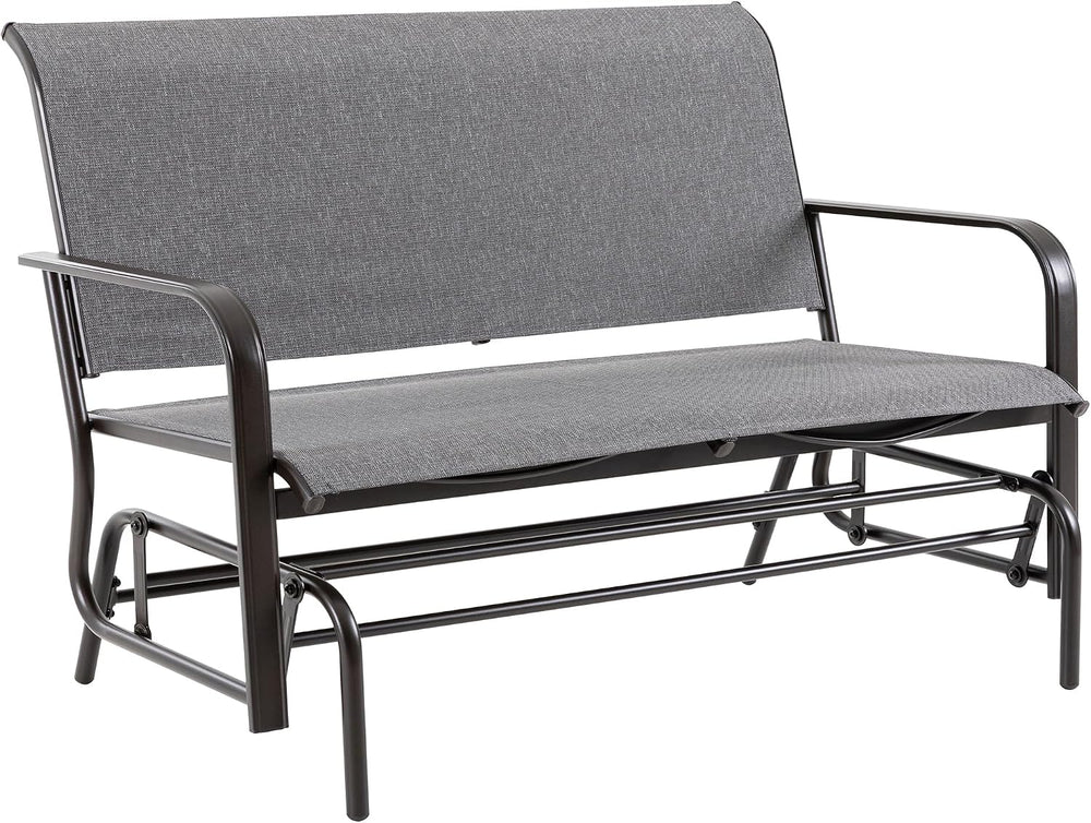 Shintenchi 2-Person Outdoor Glider Bench with Breathable Fabric, Steel Frame ...