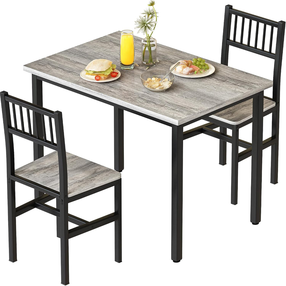 3 Piece Dining Table Set for 2, Small Wooden Kitchen Table Set with Chairs, S...