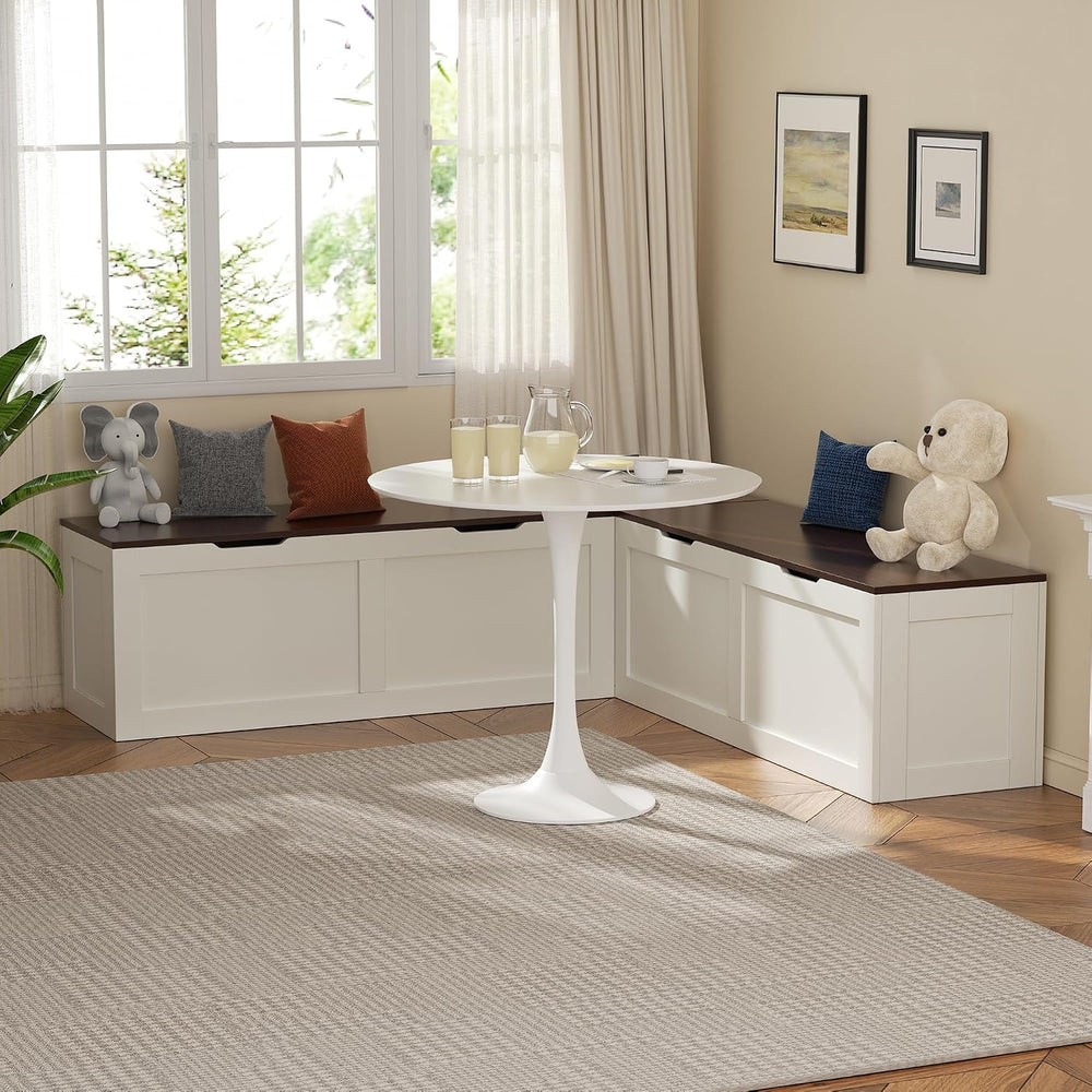 L Shaped Bench with Storage, 63" Breakfast Nook Benches, Kitchen Corner ...
