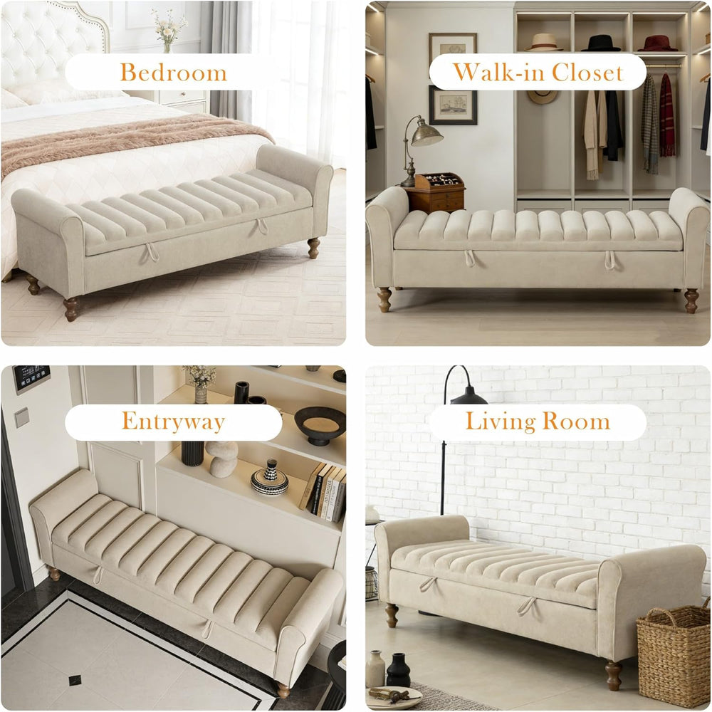 Aoiy & Wifon 65.55" W Large Storage Ottoman Bench, King Size End of ...
