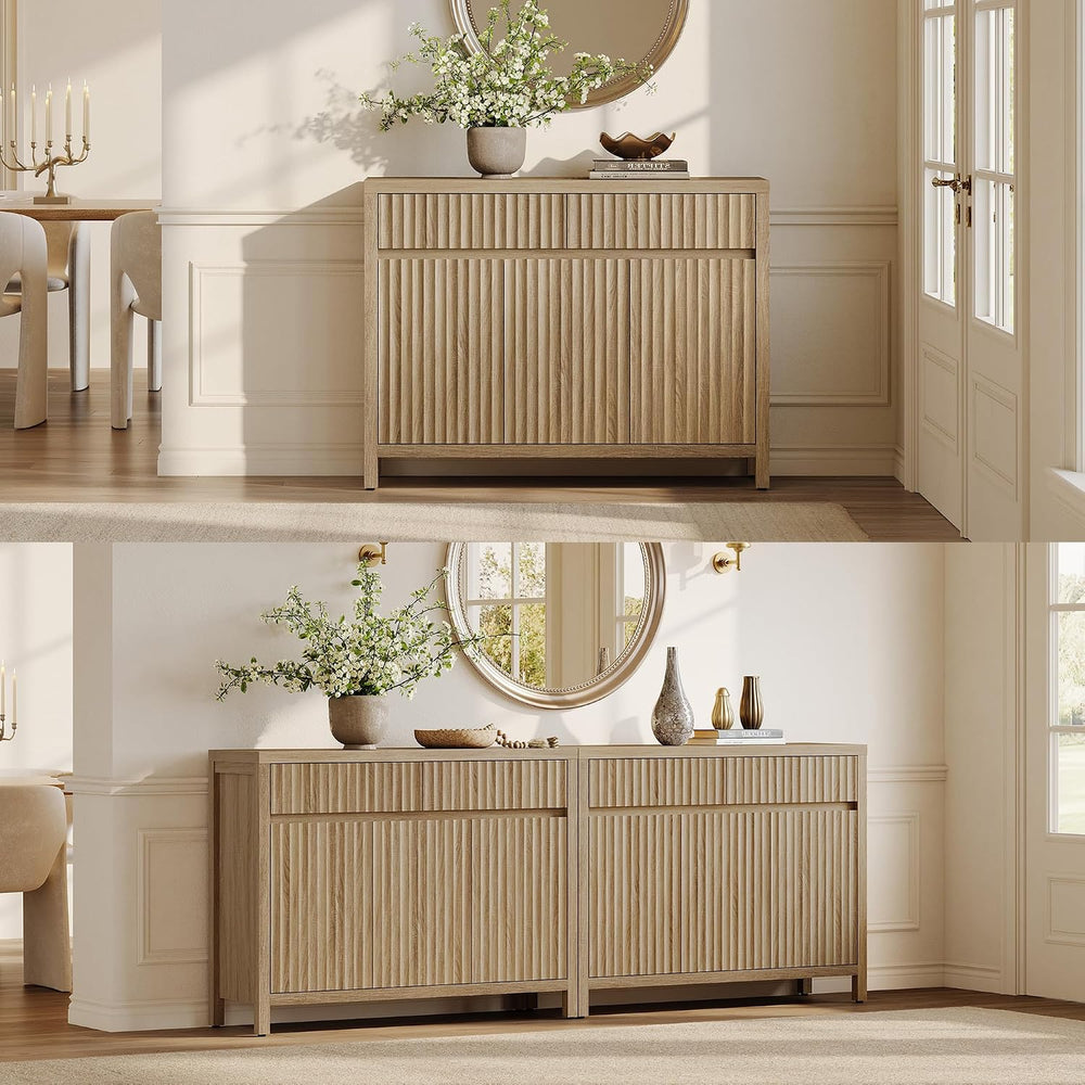 SICOTAS 42" Fluted Sideboard Buffet Cabinet with 2 Drawers & 3 Doors...