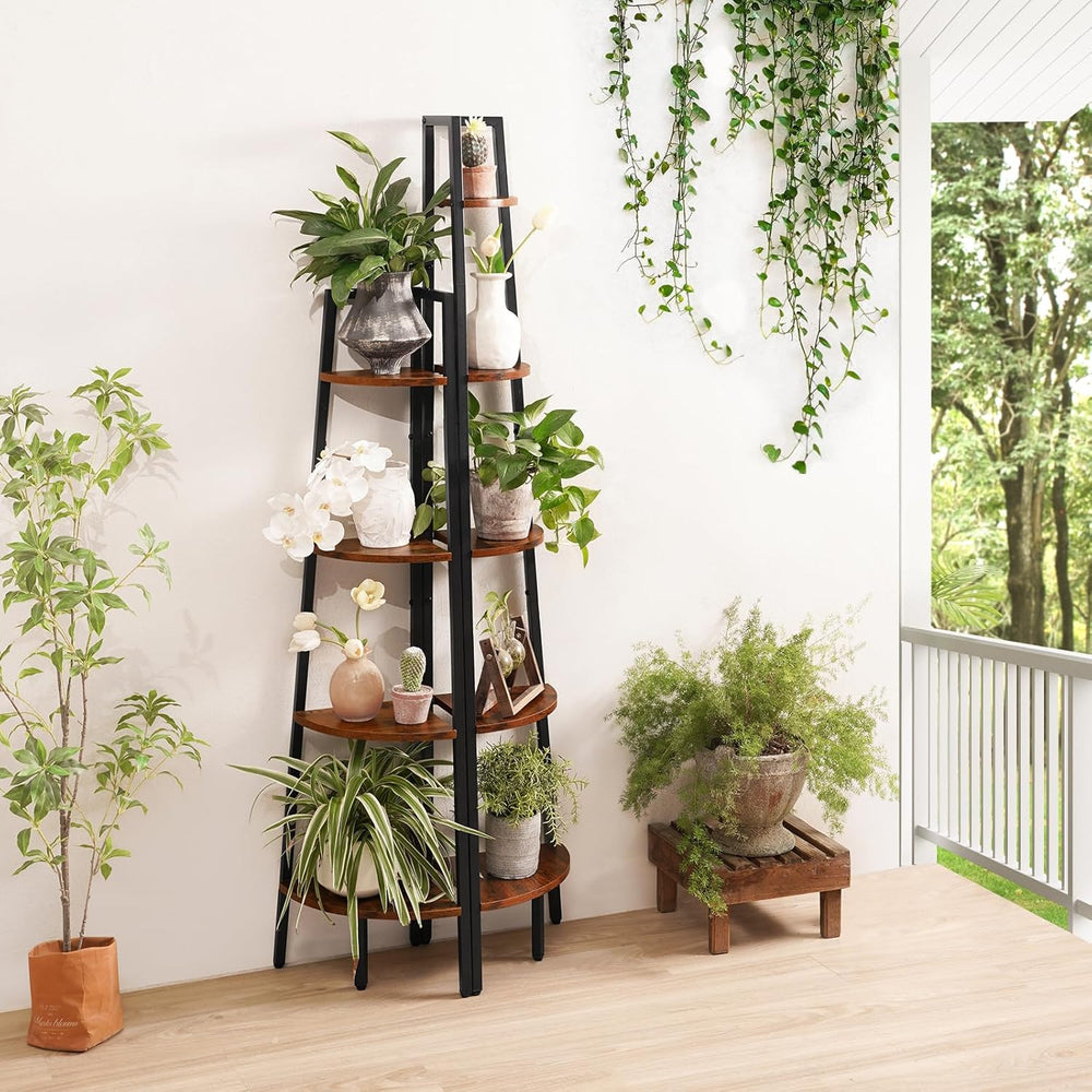 Yoobure Corner Shelf, 5-Tier Corner Bookshelf with Metal Frame & Wood Lad...